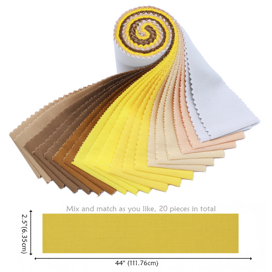 Set of fabric swatches in various colors with a yellow swatch on top