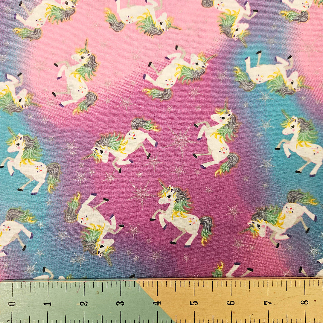 The Craft Cotton Co. 100% Cotton Unicorn and Stars Fabric