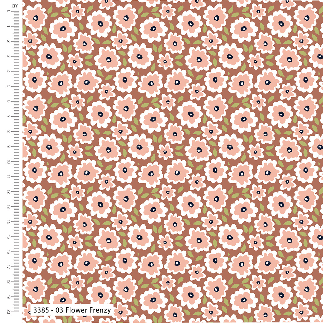 Floral pattern fabric with a ruler on the side