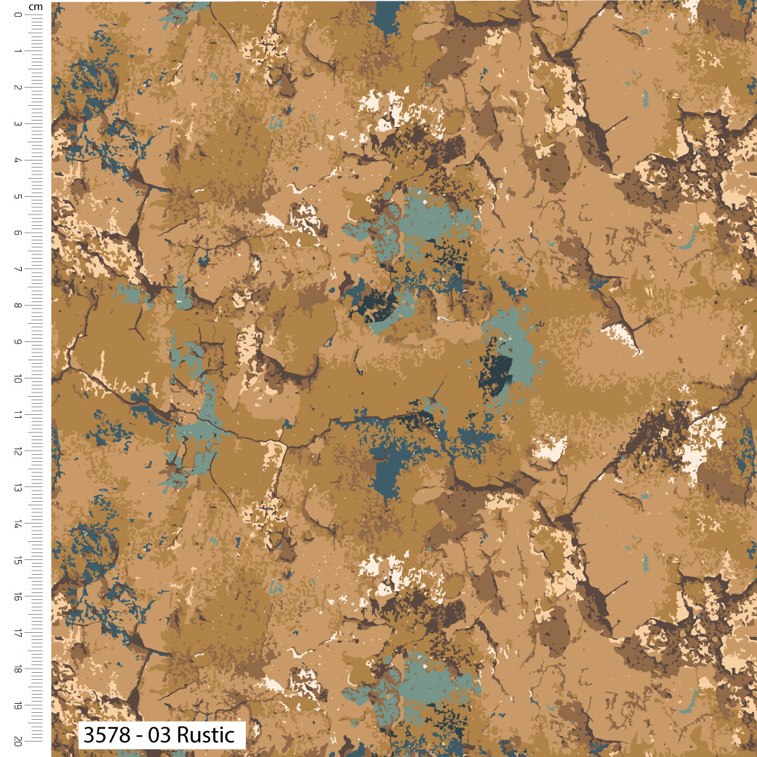 Textured fabric pattern with earthy tones and a ruler on the side
