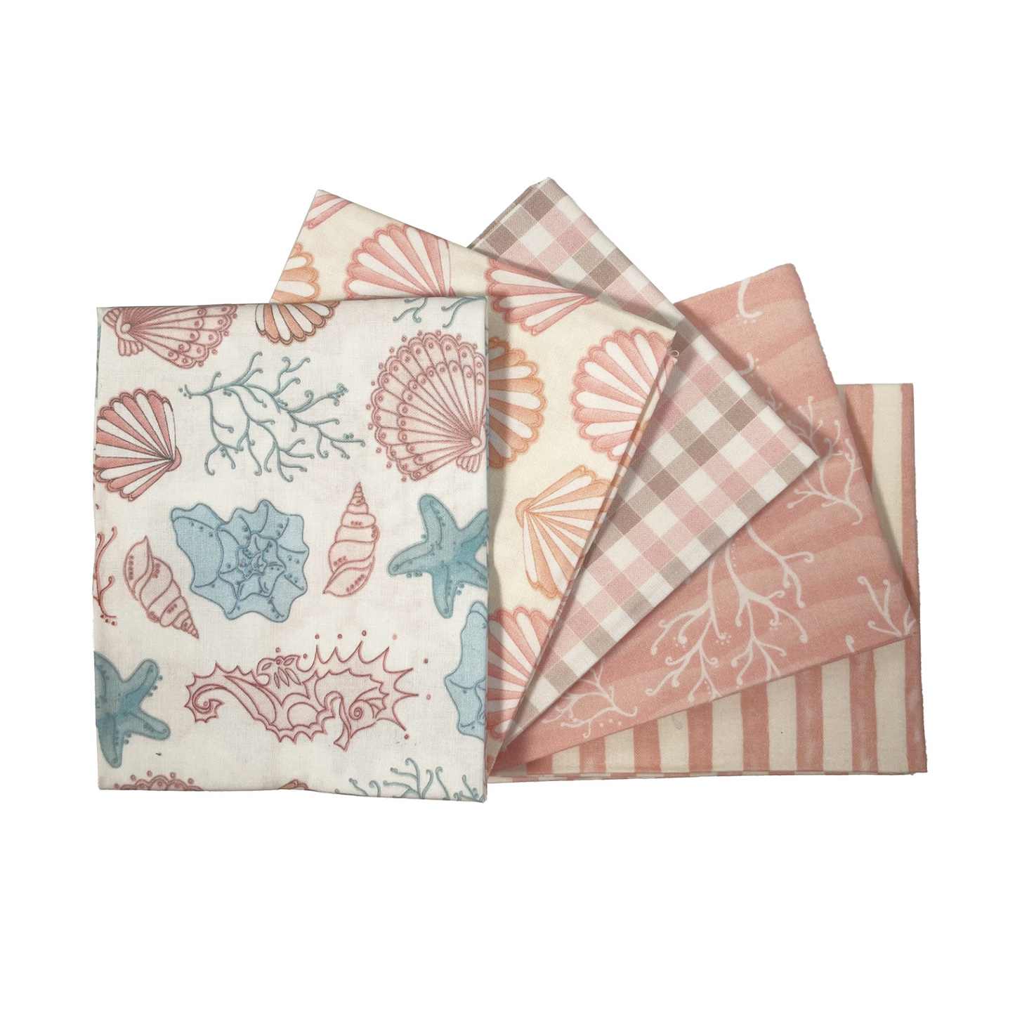 Set of fabric swatches with various patterns on a white background