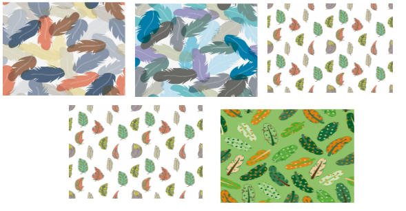 Blue and White Feather Pattern Fabric Bundle