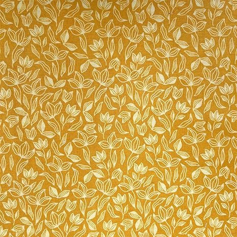 Floral pattern with white flowers on a mustard yellow background