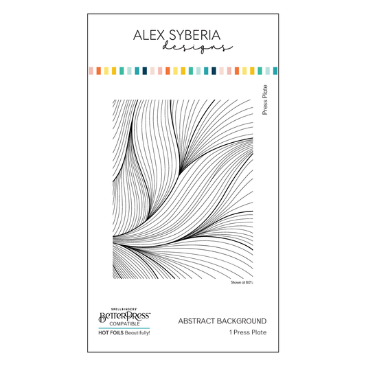 Press plate with abstract line design and 'Alex Syberia Designs' branding on a white background