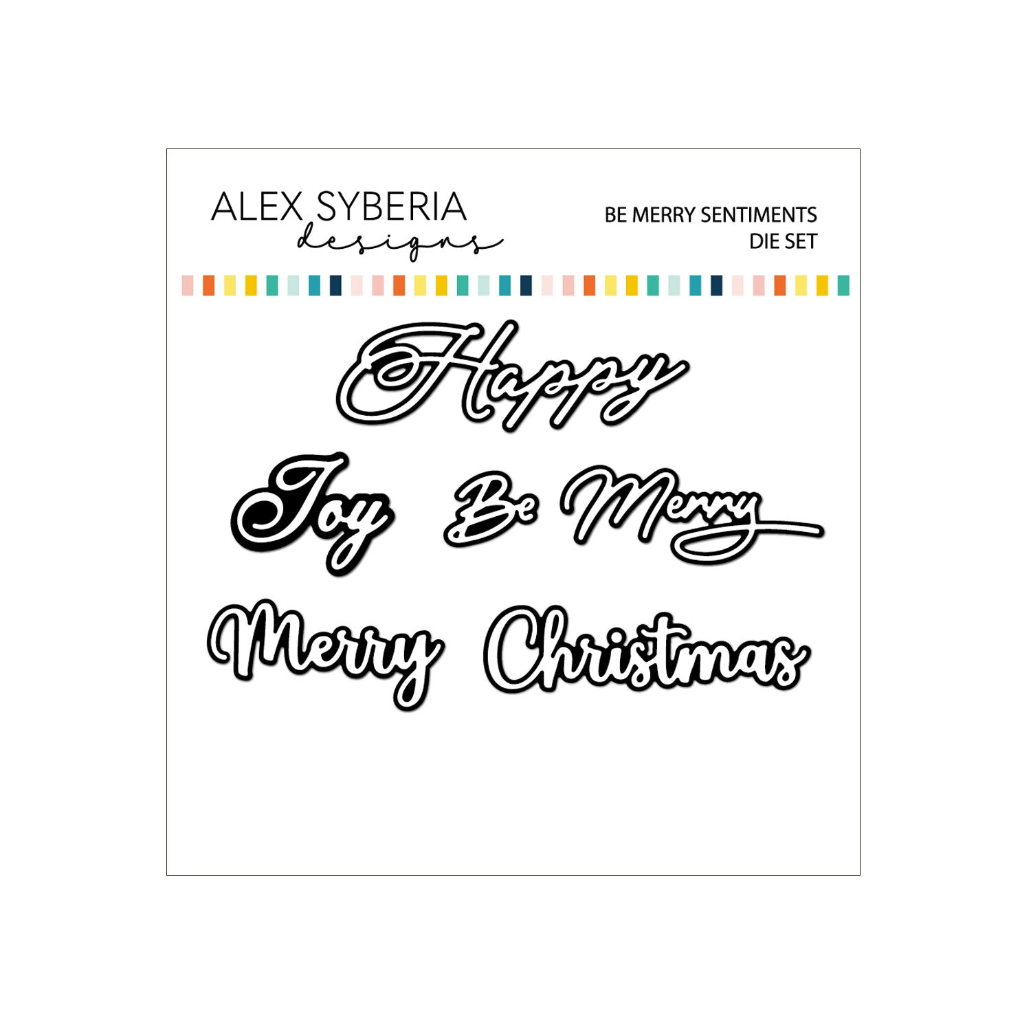 Set of Christmas-themed die cuts with text on a white background