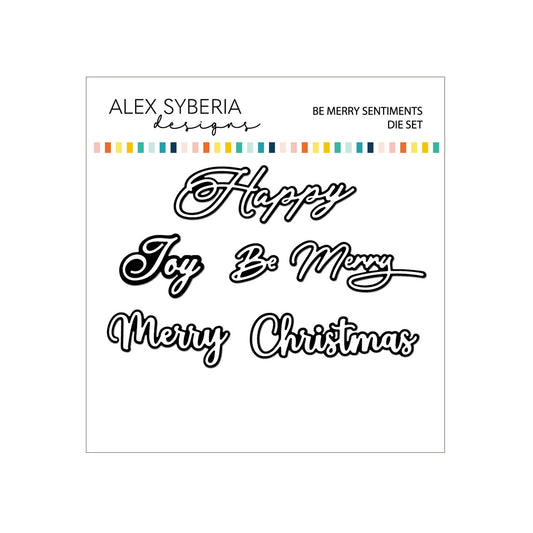 Set of Christmas-themed die cuts with text on a white background