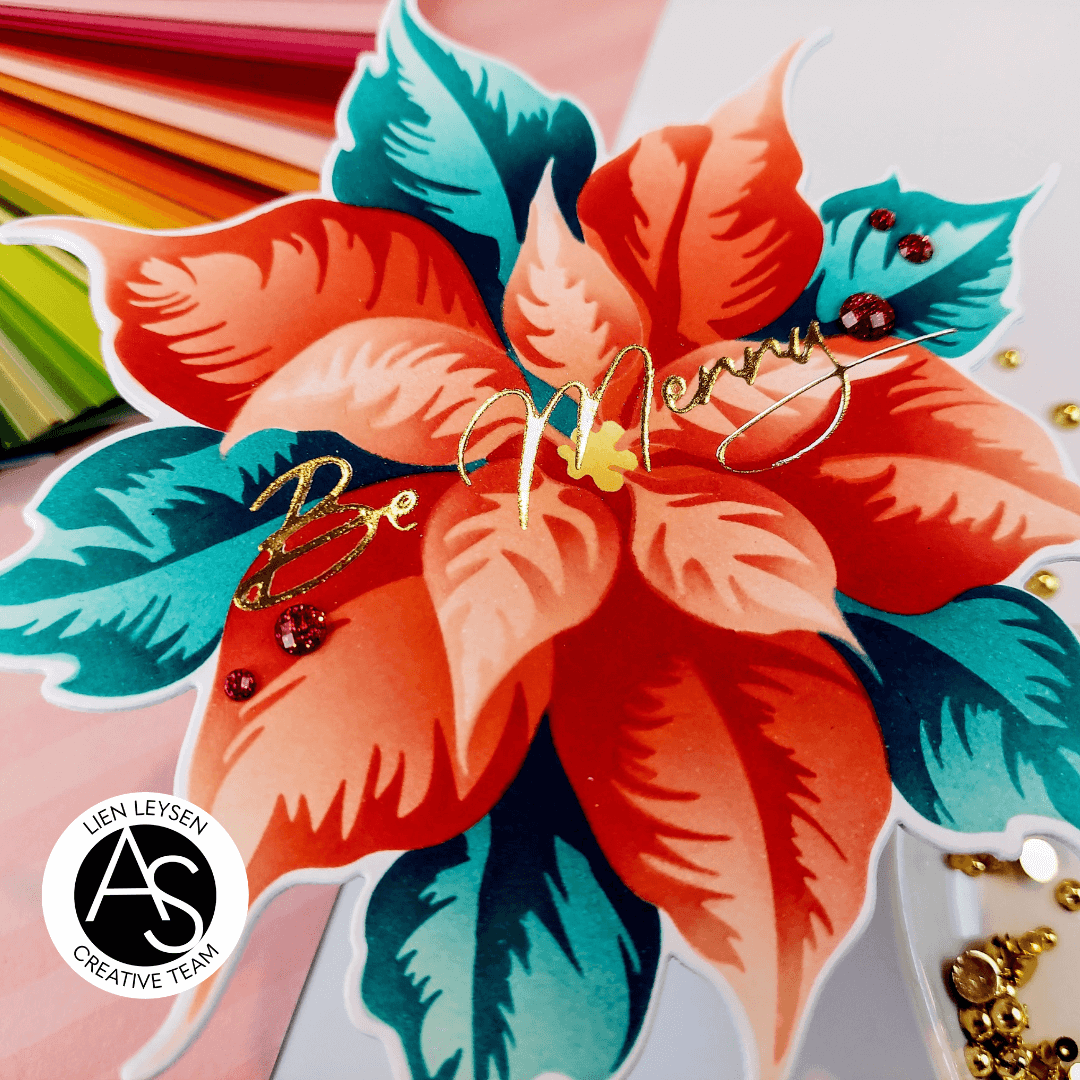 Colorful floral design with jewelry on a colorful background, featuring the Lien Leysen Creative Team logo.