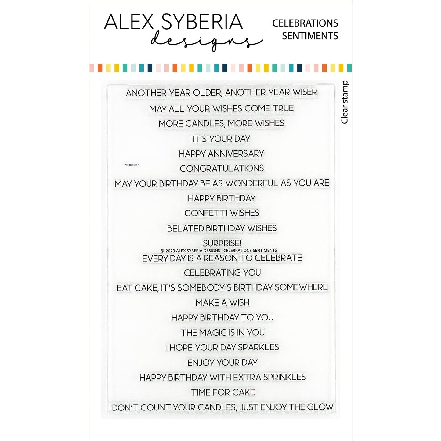 Alex Syberia Designs Celebrations Sentiments Stamp Set