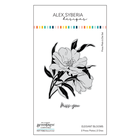 Floral design with 'Miss You' text on a white background, featuring Alex Syberia Designs branding.
