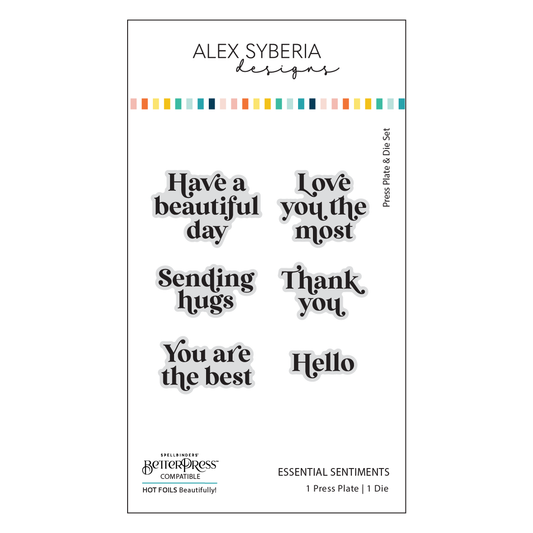 Clear stamp set with various sentiments by Alex Syberia on a white background