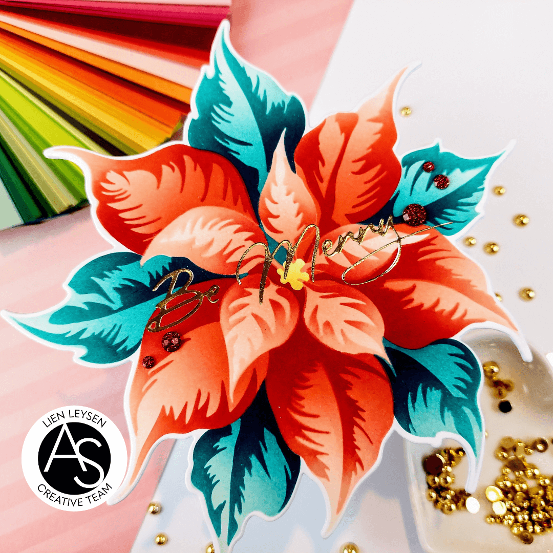 Alex Syberia Designs Festive Poinsettia Stencil Card