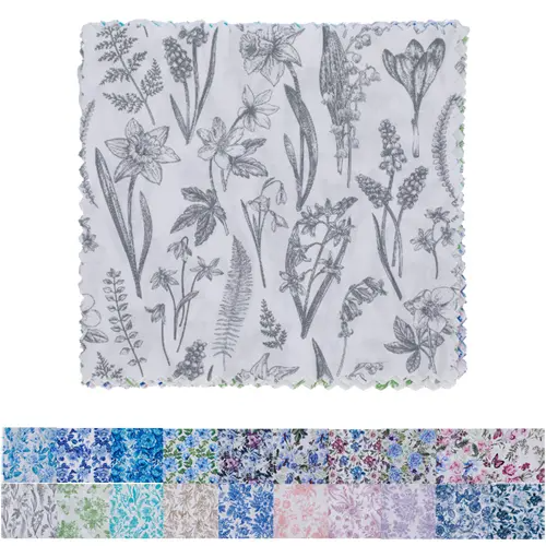 Fabric swatch with floral pattern on a white background