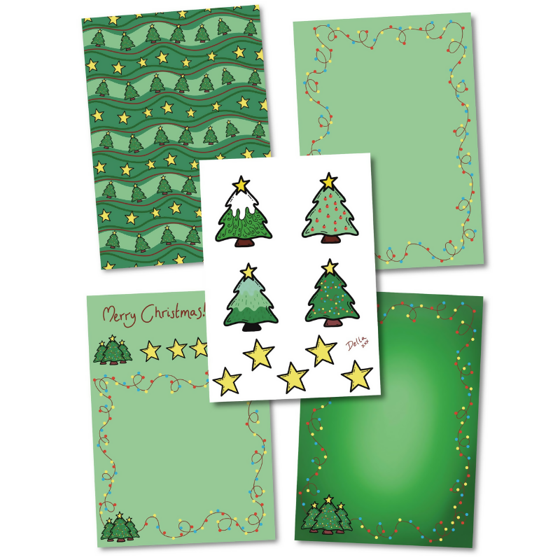 Della by Design Patterned Papers - Christmas Trees
