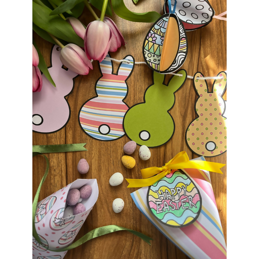 Della by Design Patterned Papers - Easter Crafts coloured in