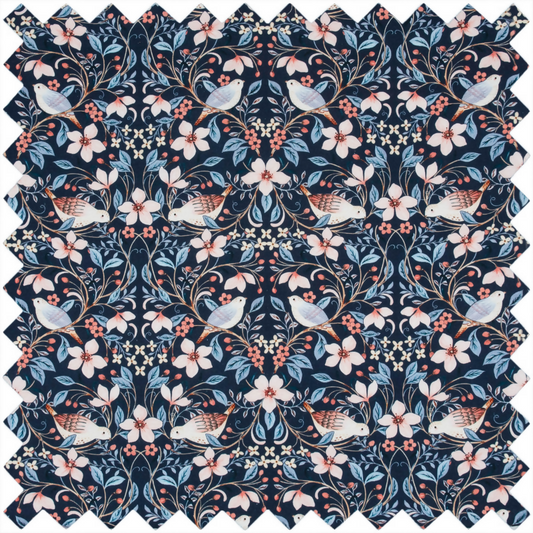 Extra Large Blossom Birds Knitting Pin Case Fabric Design