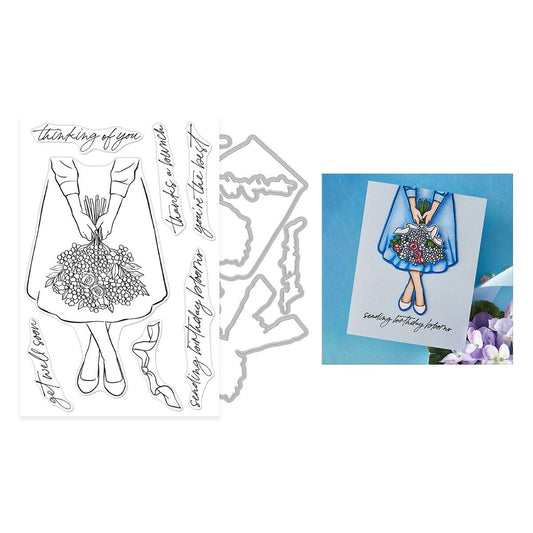 Hero Arts Summer Bouquet Stamp & Cut Set from the Seaside Blooms Collection