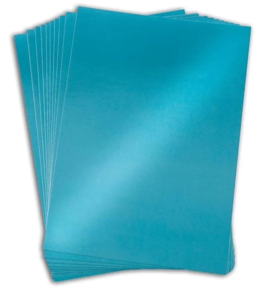 Stack of teal Mirror Card