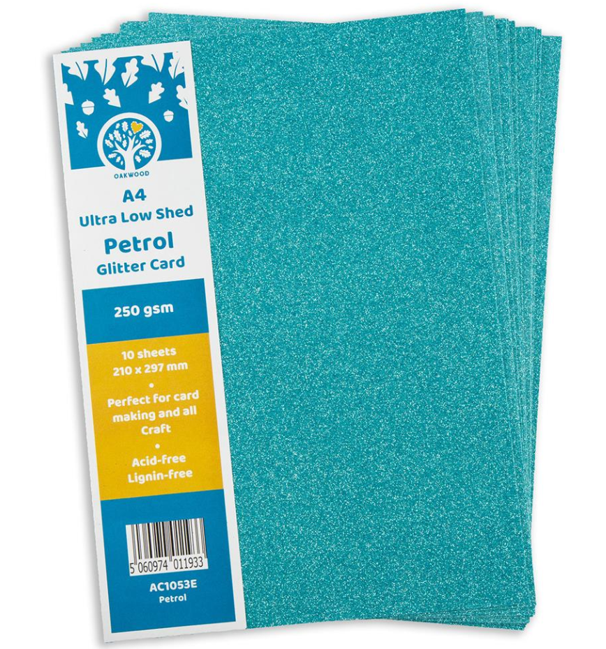 Oakwood A4 Low Shed Petrol Glitter Card- Pack of 10