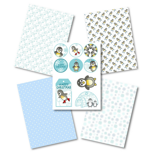 Della by Design Patterned Papers - Penguin Gift Tags