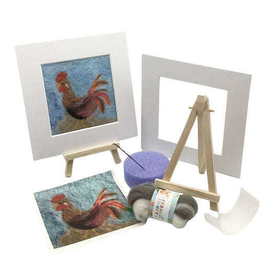 Rooster Mini Picture Felting Kit 2
