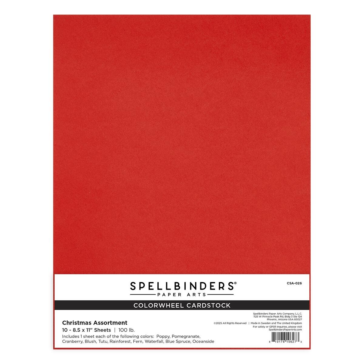 Spellbinders A4 Christmas Assortment ColorWheel Cardstock - 10 Sheets