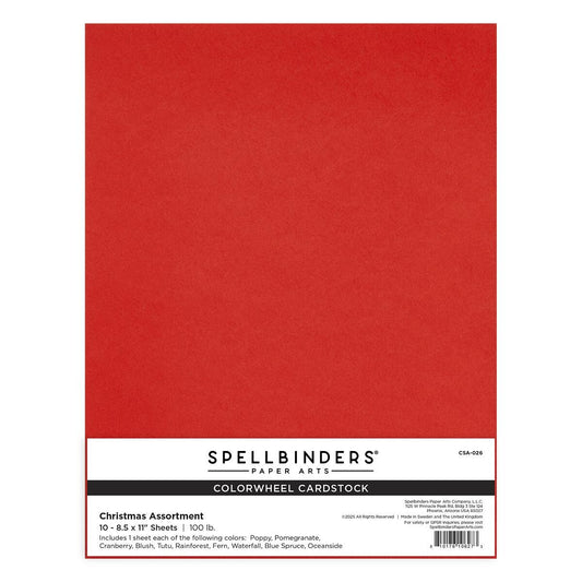 Red cardstock sheet with Spellbinders branding on a white background