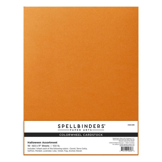 Orange cardstock with Spellbinders branding on a white background