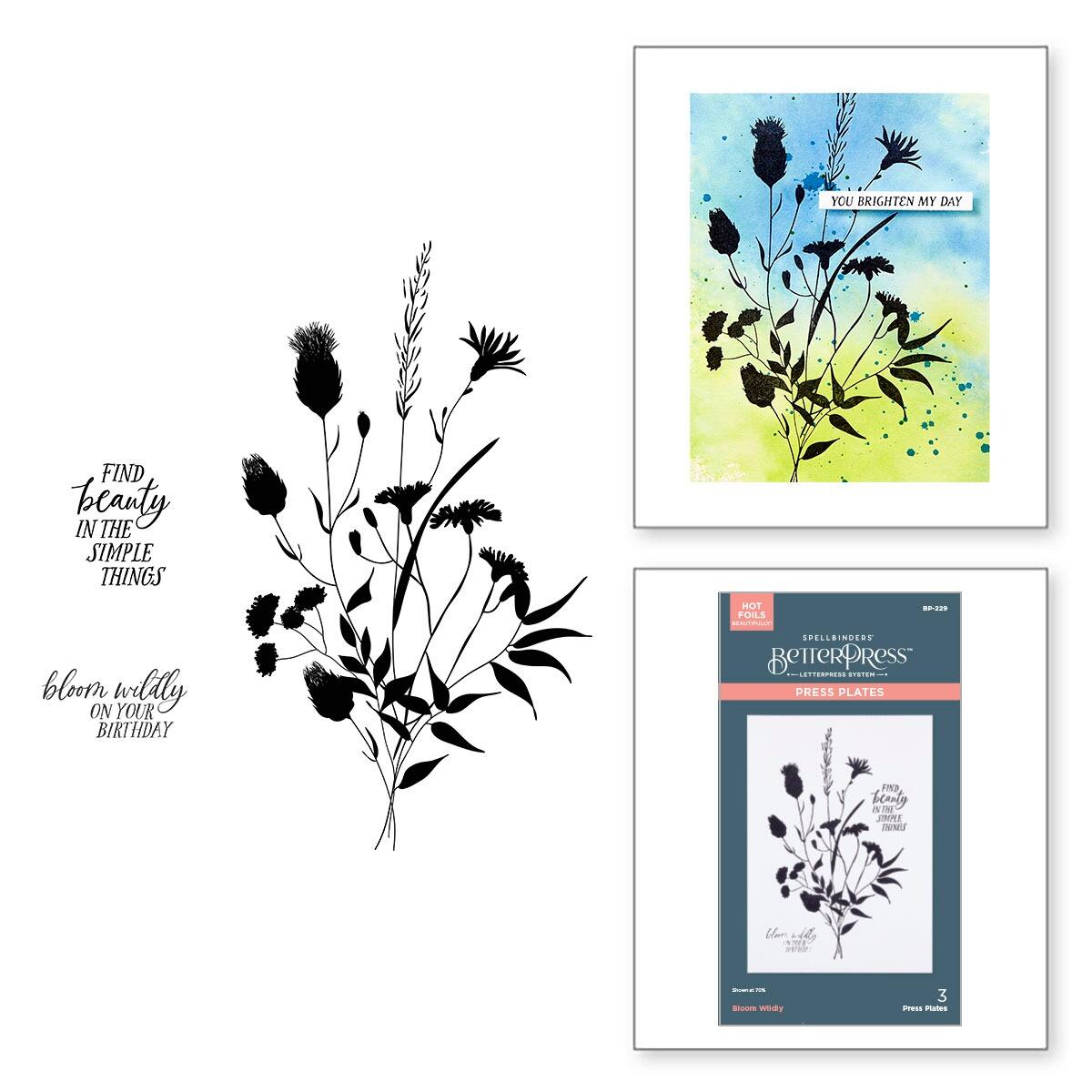 Spellbinders Bloom Wildly BetterPress Plate from the Field Notes Collection