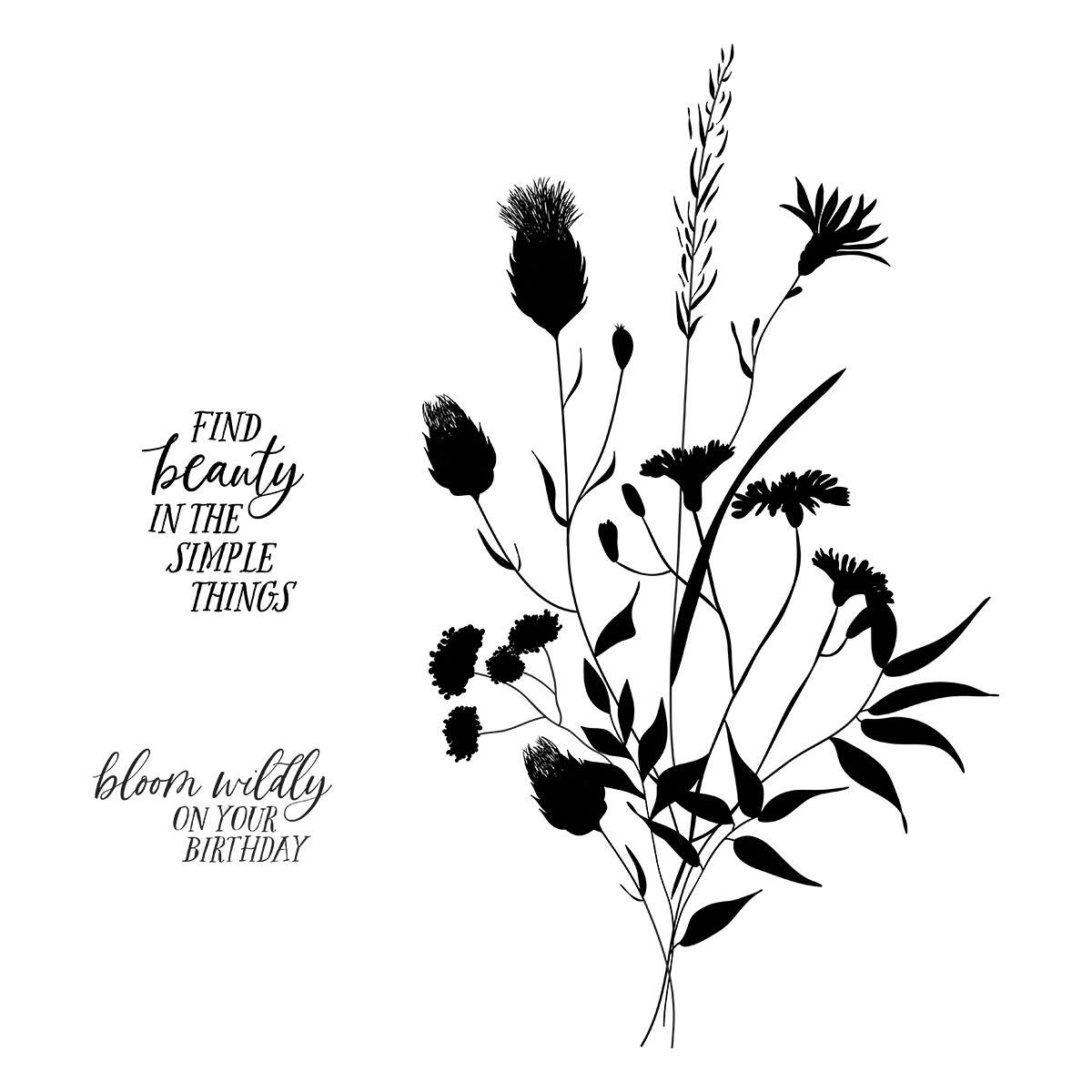 Black floral silhouette with motivational text on a white background