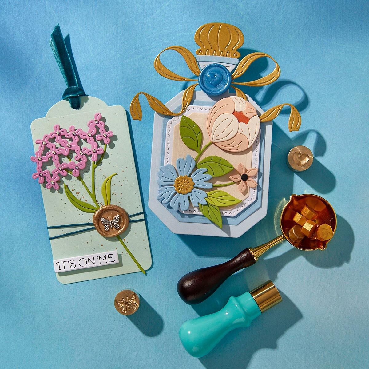 Finsihed Projects with Spellbinders Butterfly Mini 3D Wax Seal from the Mini Wax Seals Collection