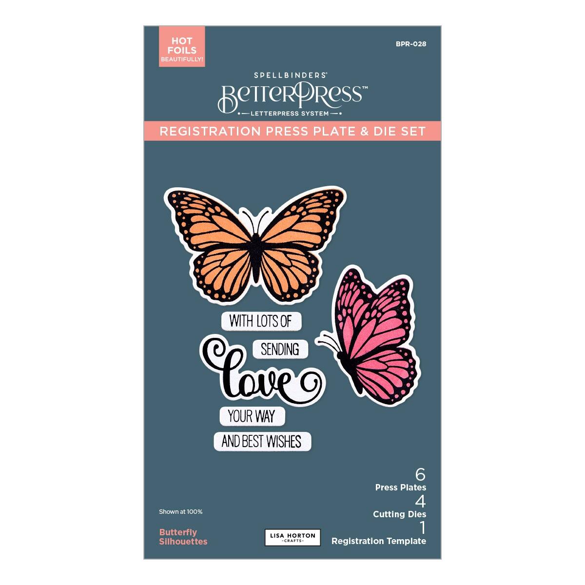 Spellbinders Butterfly Silhouettes Registration Press Plate & Die Set from the Wildflowers Collection by Lisa Horton