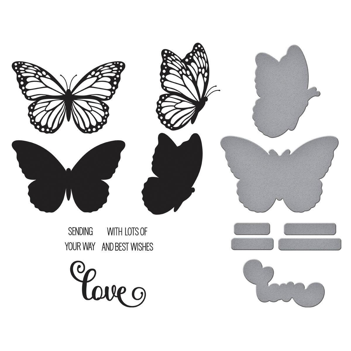 Butterfly cutouts in various sizes with text on a white background