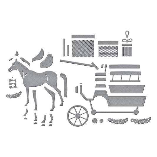 Spellbinders Christmas Horse-Drawn Wagon Etched Dies from the Country Christmas Collection by Annie Williams