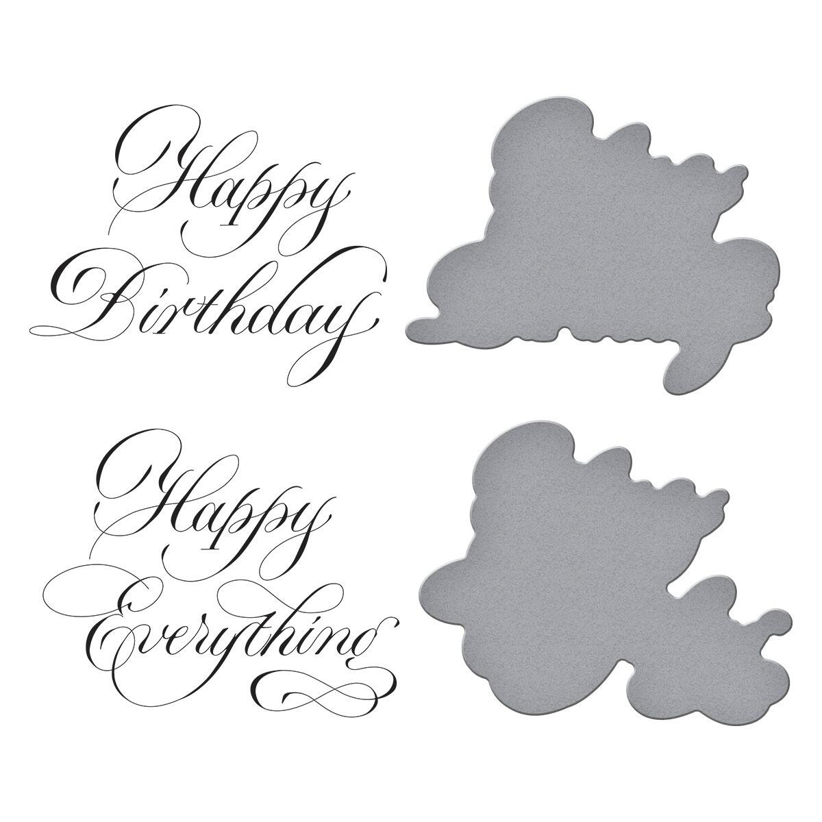 Spellbinders Copperplate Happy Birthday and Everything BetterPress Plate & Die Set from the Copperplate Happy Everything Sentiments Collection by Paul Antonio