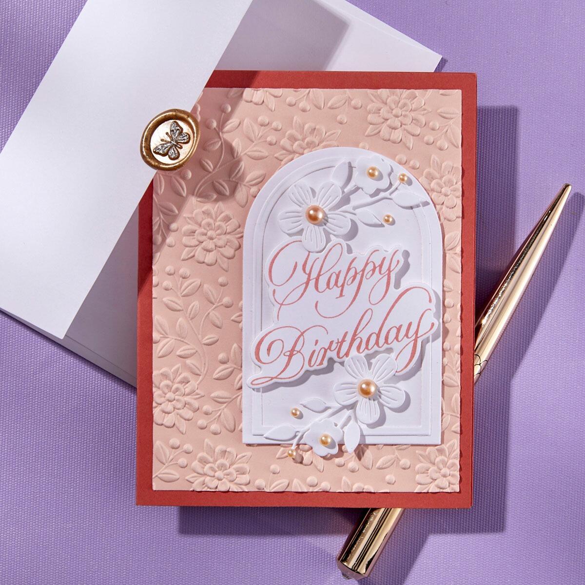 Spellbinders Copperplate Happy Birthday and Everything BetterPress Plate & Die Set | Copperplate Happy Everything Sentiments Collection by Paul Antonio