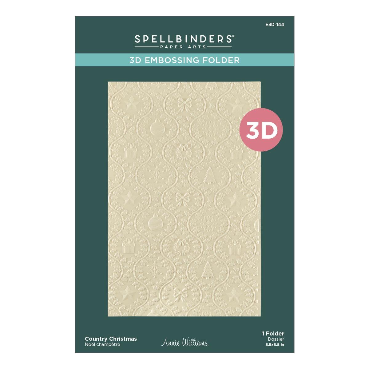 The Spellbinders Country Christmas 3D Embossing Folder from the Annie Williams Collection.