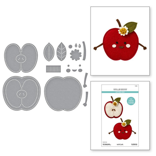 Spellbinders Felt Cheeky Apple Etched Dies from the Summer Felt Stitch & Create Collection by Nichol Spohr