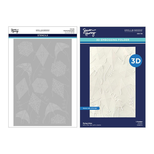 he Spellbinders Flying Kites 3D Folder and Stencil Bundle from the Sky's the Limit Collection.