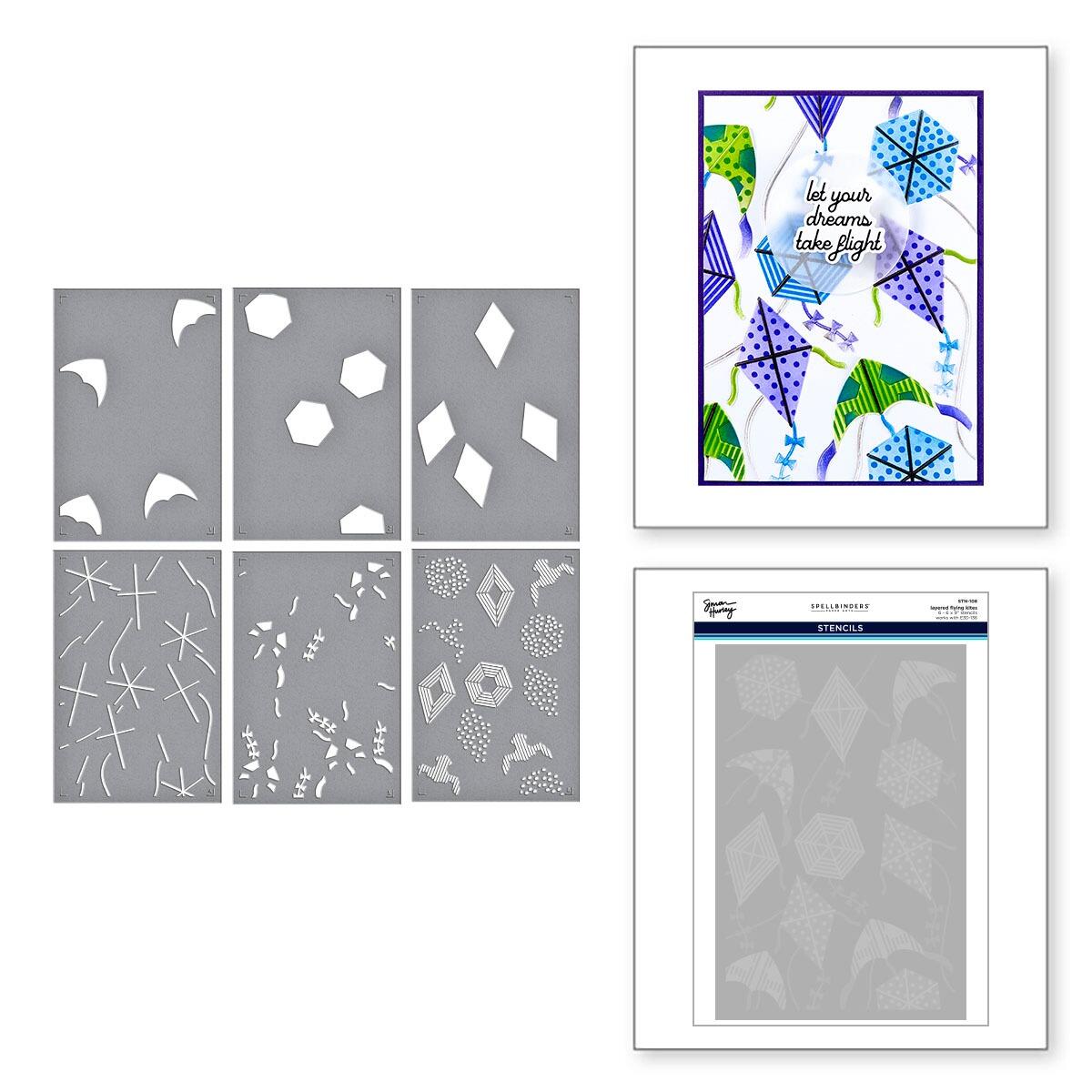 Spellbinders Flying Kites 3D Folder and Stencil Bundle from the Sky's the Limit Collection by Simon Hurley