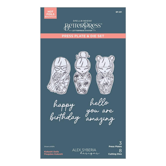 Spellbinders Kokeshi Dolls BetterPress Plate & Die Set
