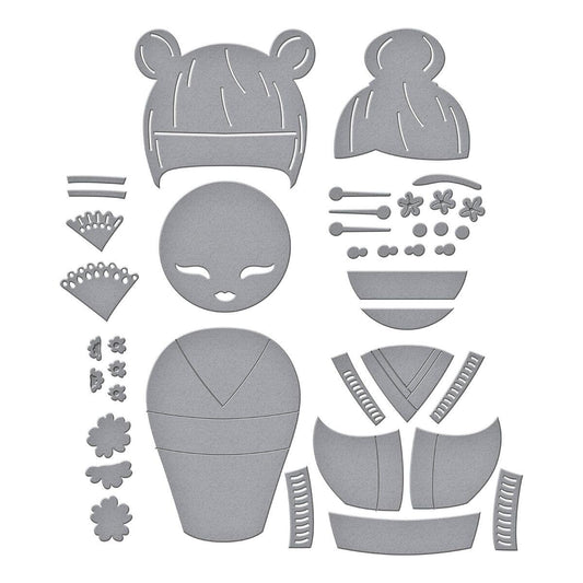 Spellbinders Kokeshi Dolls Etched Dies from the Spring in Kyoto Collection by Alex Syberia Designs