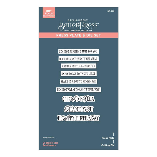 Spellbinders BetterPress Sentiment Plates and Dies from La Dolce Vita