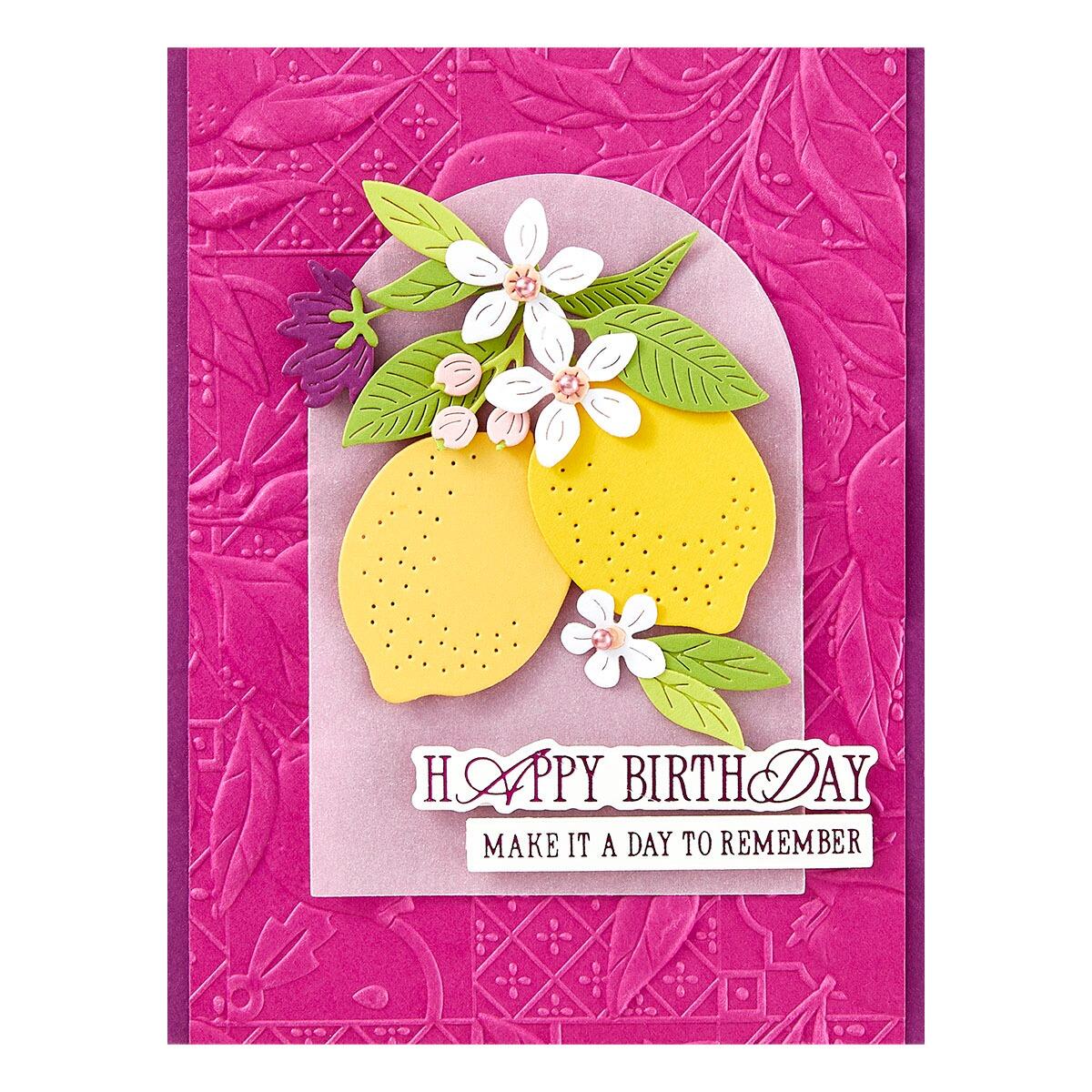 Finished Project Spellbinders Lemon Fresco 3D Embossing Folder from the La Dolce Vita Collection