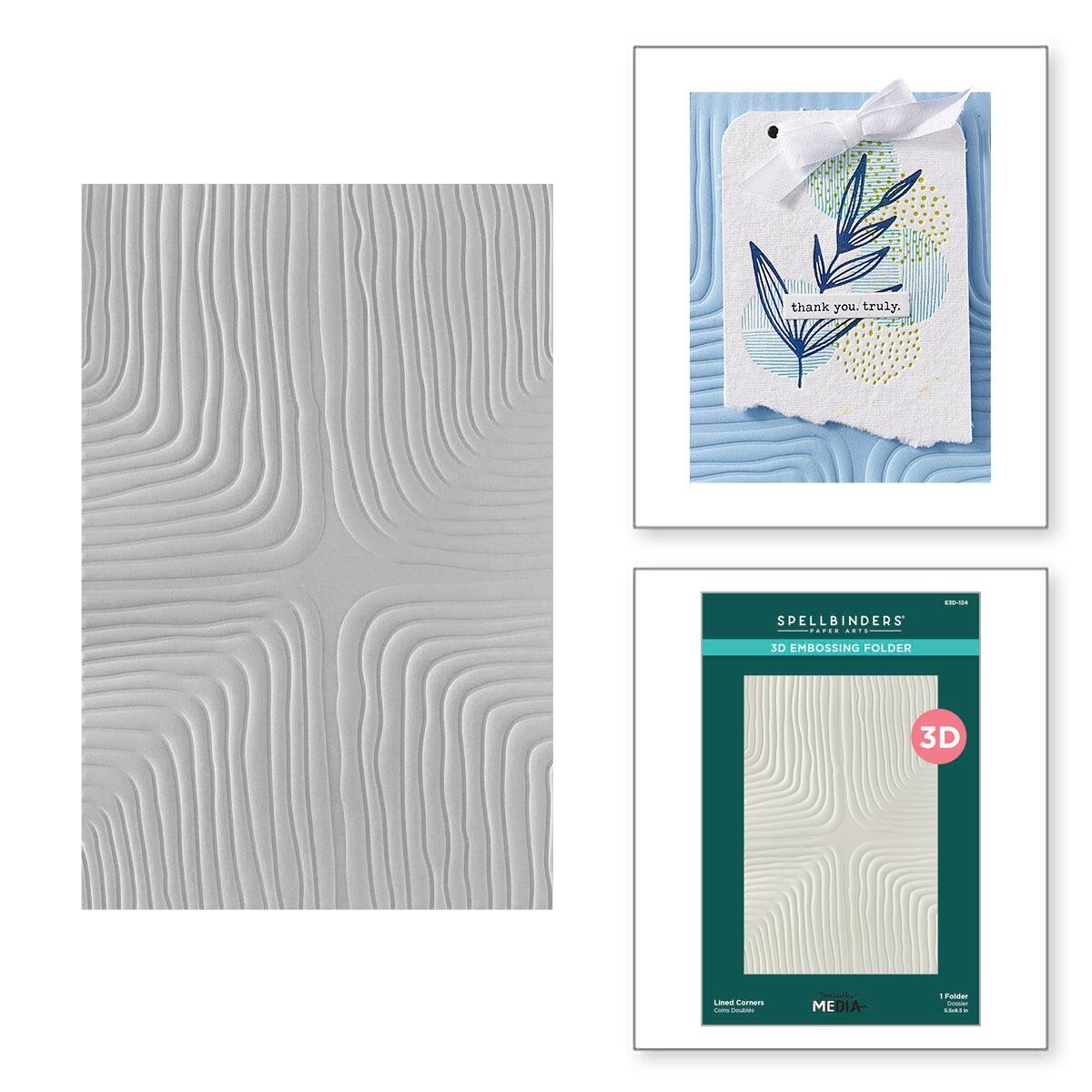 Spellbinders Lined Corners 3D Embossing Folder from the Modern Botanicals Collection by Dina Wakley - Spellbinders - 2