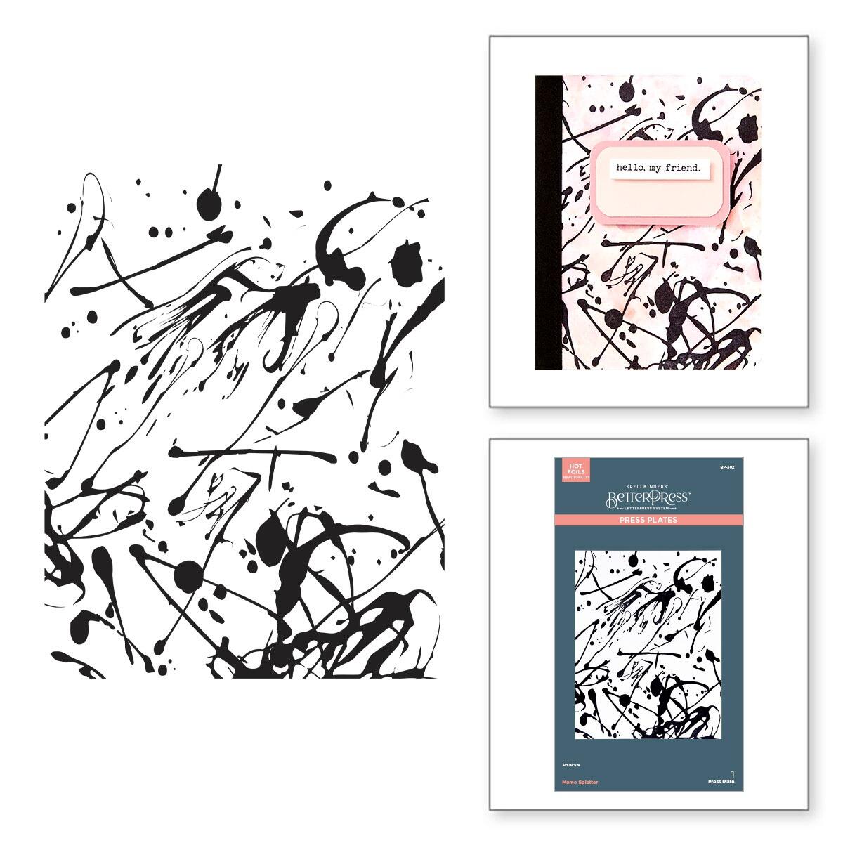 Spellbinders Memo Splatter BetterPress Plate | Take Note Collection