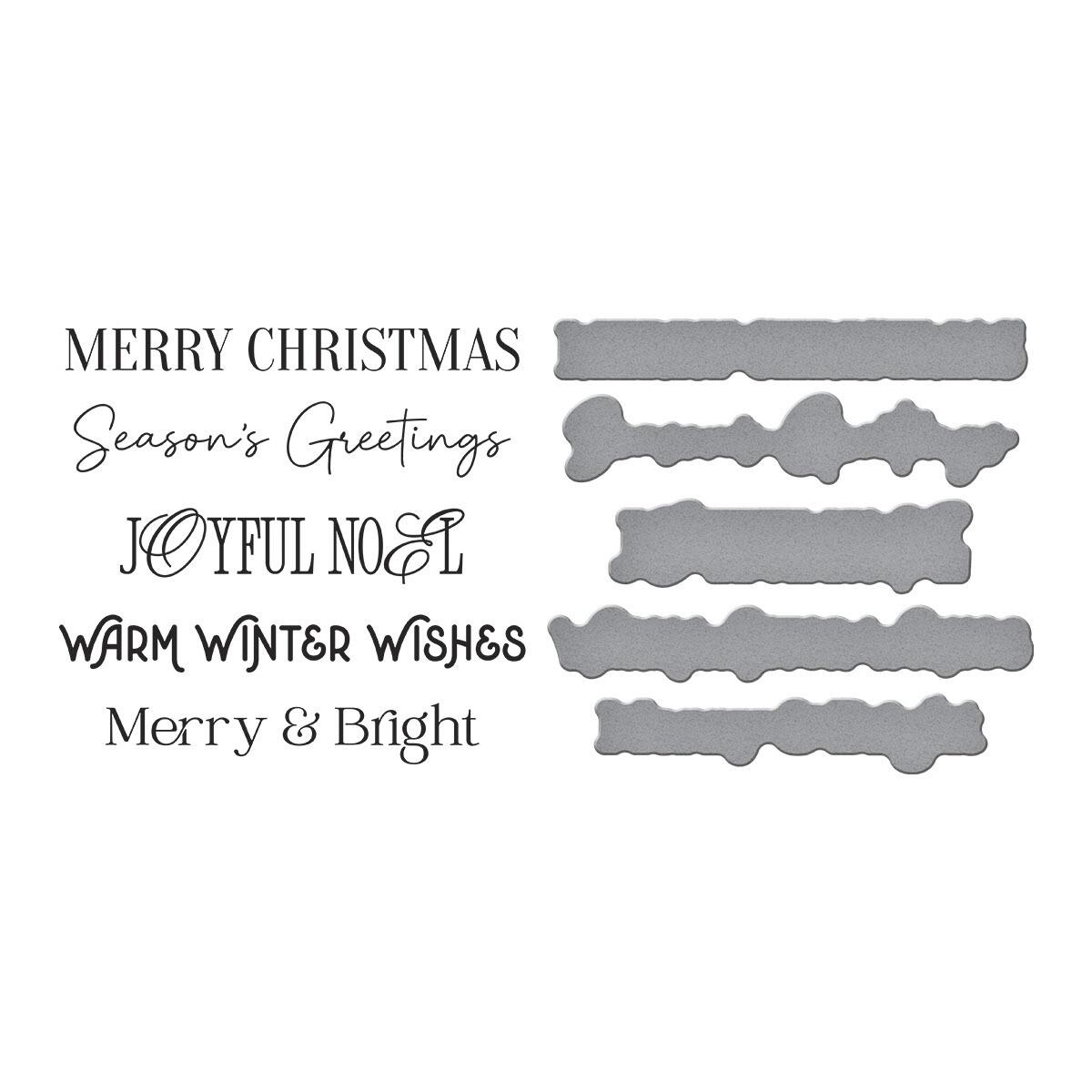 Set of Christmas-themed phrases and decorative elements on a white background