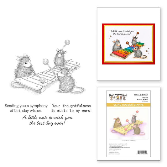 Spellbinders Music to My Ears Cling Rubber Stamp Set from the House-Mouse Rare Bloom Collection