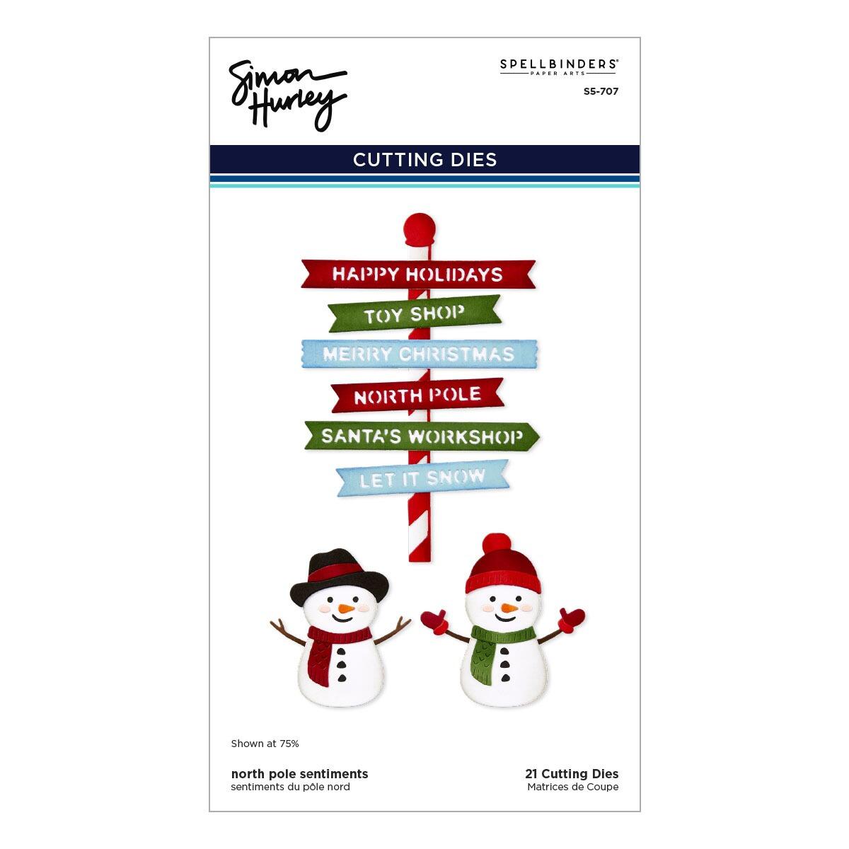 Spellbinders North Pole Sentiments Etched Dies from the North Pole Friends Collection by Simon Hurley