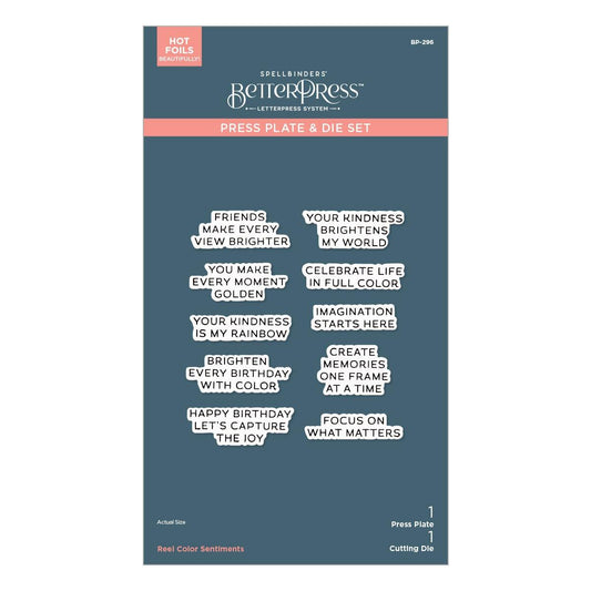 Spellbinders Reel Colour Sentiments BetterPress Plate & Die Set from the Take Note Collection
