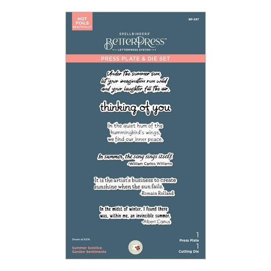 Spellbinders Summer Solstice Garden Sentiments BetterPress Plate & Die Set from the Summer Solstice Garden Collection by Susan Tierney-Cockburn - Spellbinders - 1